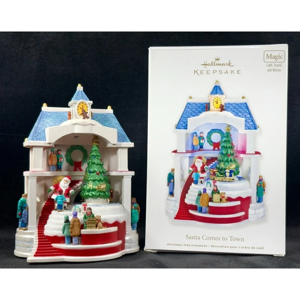 Hallmark 2011 Keepsake Magic Ornament SANTA COMES TO TOWN Light Sound Motion Box